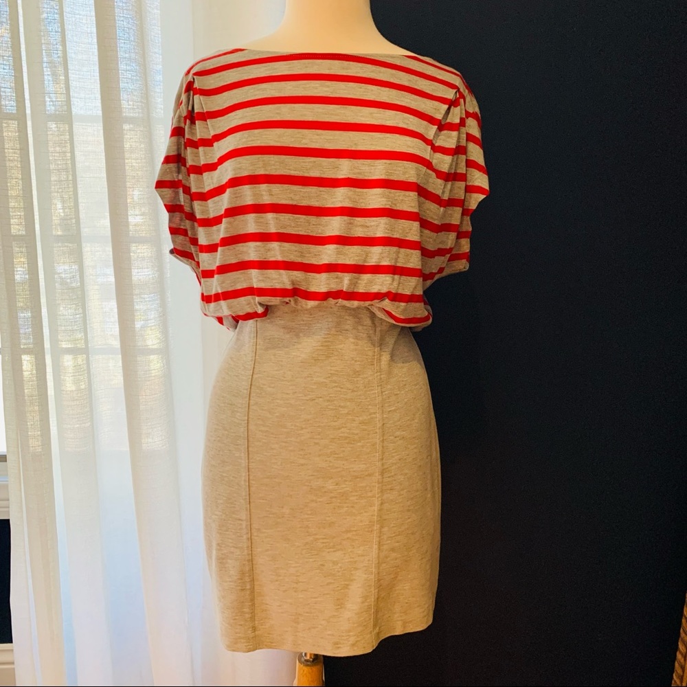 French Connection Grey/Red Stretch Dress Size 8